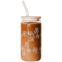 Load image into Gallery viewer, White Floral Can Glass - 17 oz by Sweet Water Decor
