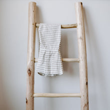 Load image into Gallery viewer, Tan Striped Tea Towel with Ruffle by Sweet Water Decor