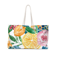 Load image into Gallery viewer, Lemon Floral Weekender Bag