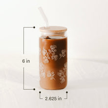 Load image into Gallery viewer, White Floral Can Glass - 17 oz by Sweet Water Decor
