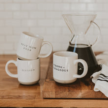 Load image into Gallery viewer, Strong and Courageous 14oz. Stoneware Coffee Mug by Sweet Water Decor
