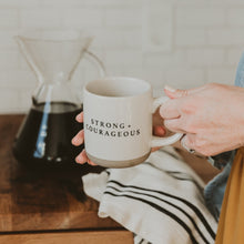 Load image into Gallery viewer, Strong and Courageous 14oz. Stoneware Coffee Mug by Sweet Water Decor
