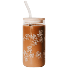 Load image into Gallery viewer, White Floral Can Glass - 17 oz by Sweet Water Decor
